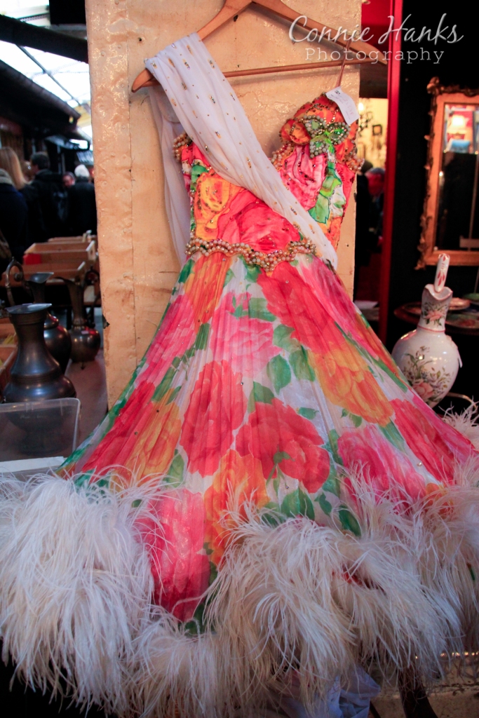 Connie Hanks Photography // ClickyChickCreates.com // Paris Flea Market - vintage fashion dress with chiffon, beading and feathers