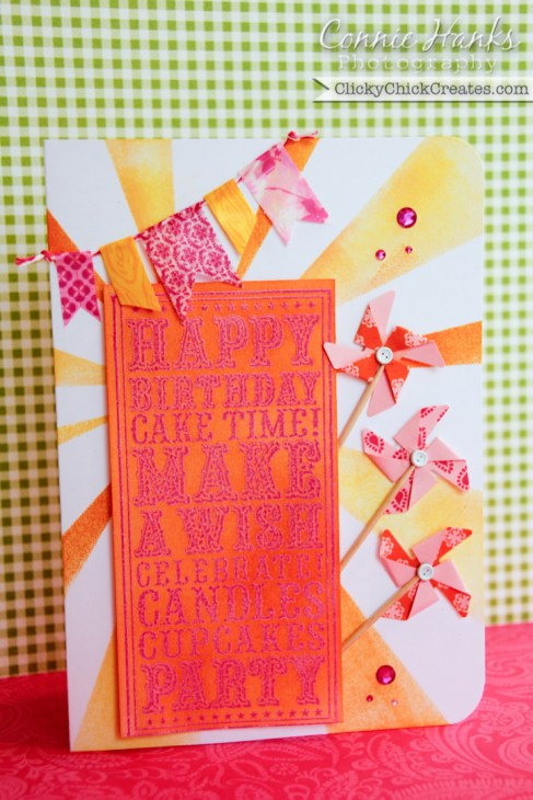 Connie Hanks Photography  //  ClickyChickCreates.com  //  Happy birthday card featuring washi banner and pinwheels