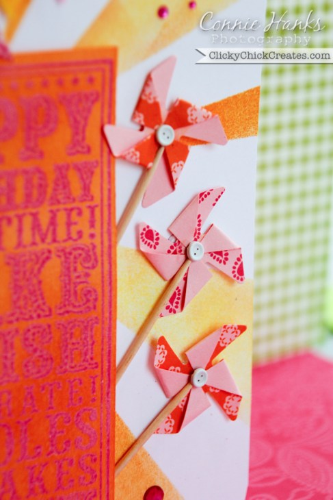 Connie Hanks Photography  //  ClickyChickCreates.com  //  Happy birthday card featuring washi banner and pinwheels
