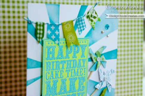 Connie Hanks Photography  //  ClickyChickCreates.com  //  Happy birthday card featuring washi banner and pinwheels