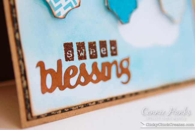 ClickyChickCreates.com  //  Sweet Blessing baby boy shower card with onesies on a clothesline