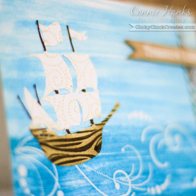Connie Hanks Photography // ClickyChickCreates.com // nautical card featuring ship, waves in the ocean and treasure life sentiment