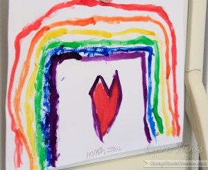 Connie Hanks Photography // ClickyChickCreates.com // watercolor rainbow and heart art by my 6 year old