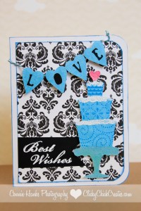 Connie Hanks // ClickyChickCreates.com // wedding cards with wedding cake and love banner