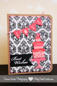 Connie Hanks // ClickyChickCreates.com // wedding cards with wedding cake and love banner