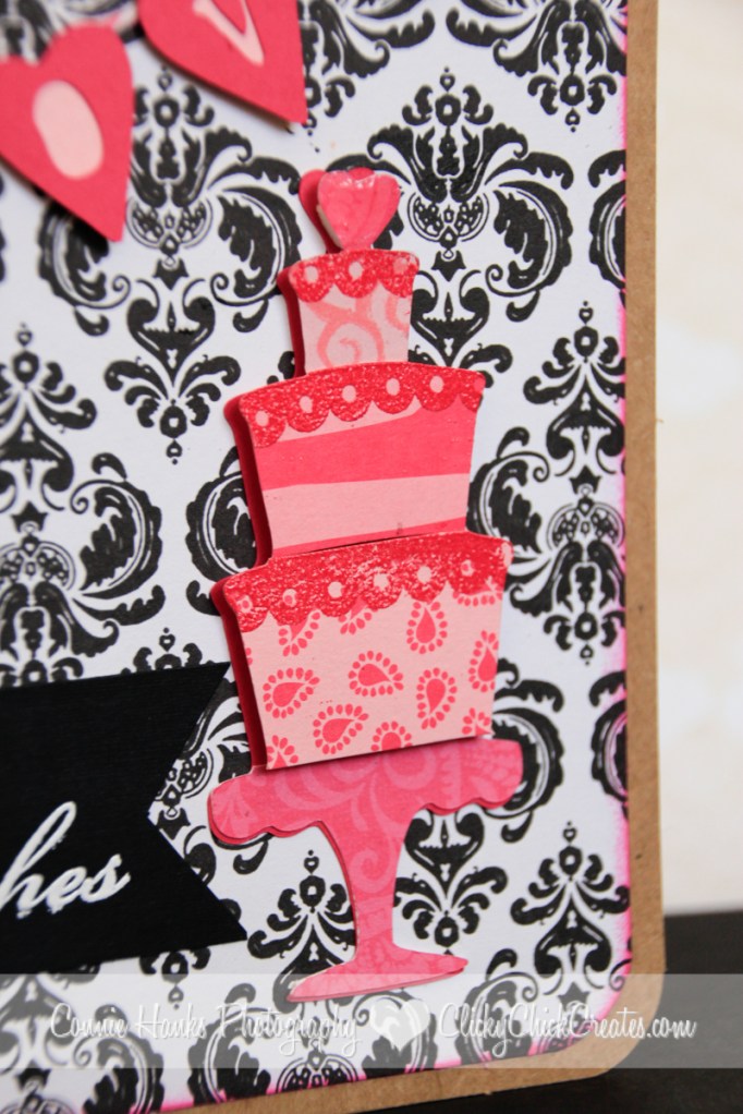 Connie Hanks // ClickyChickCreates.com // wedding cards with wedding cake and love banner