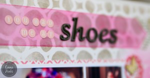 ClickyChickCreates.com // using stencils and inks, vellum and Washi tape to create custom scrapbook pages