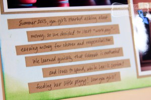 Connie Hanks // ClickyChickCreates.com // LOAD "Money doesn't grow on trees" layout, made using TCW Squiggle stencil and Tim Holtz Distress Inks