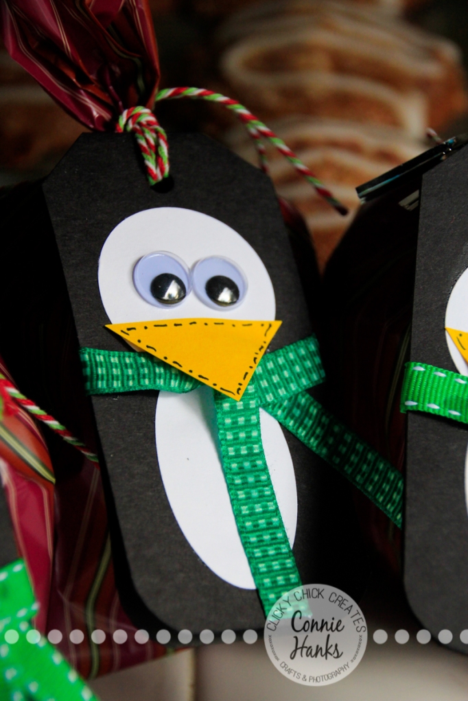 Connie Hanks Photography // ClickyChickCreates.com // Penguin gift tags, handmade, paper crafting, google eyes, goodie treat bags