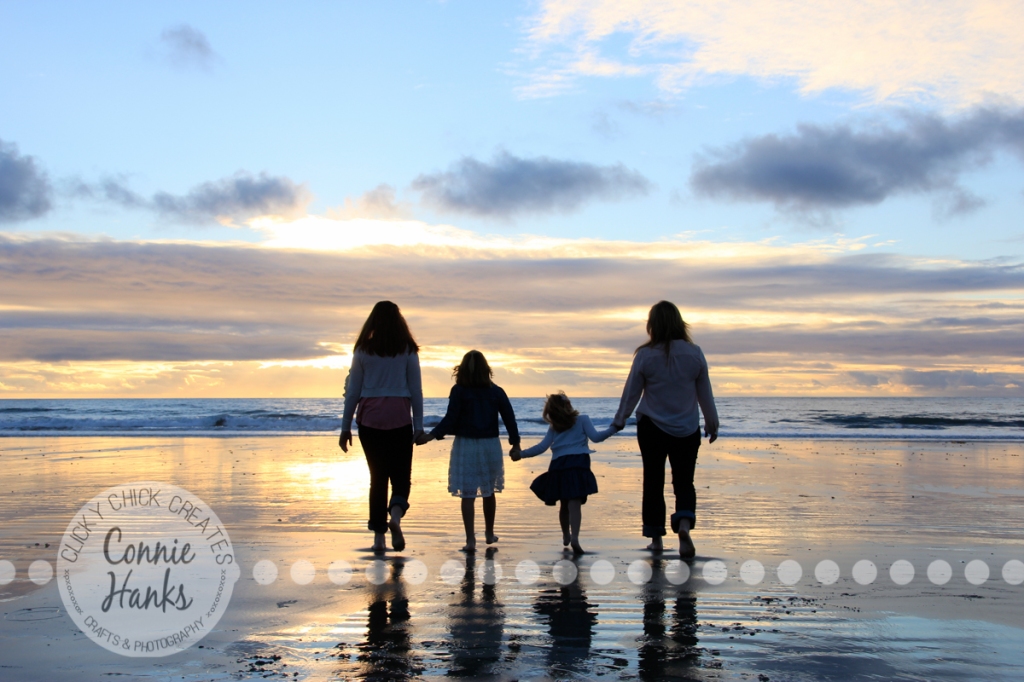 Connie Hanks Photography // ClickyChickCreates.com // family photos at the beach, mother and daughters, silhouette