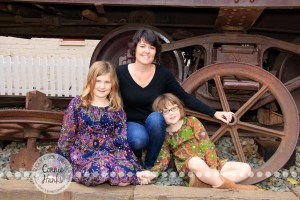 Connie Hanks Photography // ClickyChickCreates.com // family photos, mother, daughters, trio, trains, rustic, park, sisters, love, laughter