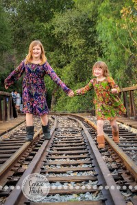 Connie Hanks Photography // ClickyChickCreates.com // family photos, mother, daughters, trio, trains, rustic, park, sisters, love, laughter