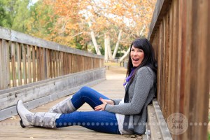 Connie Hanks Photography // ClickyChickCreates.com // rustic, train, tracks, laugh, bridge, perspective