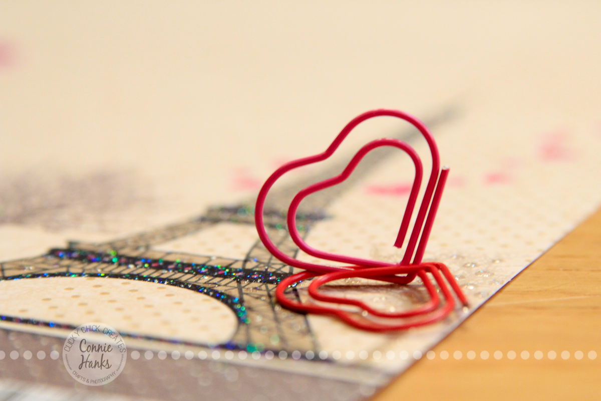 Connie Hanks Photography // ClickyChickCreates.com // heart shaped paper clip, Eiffel tower, pretty paper