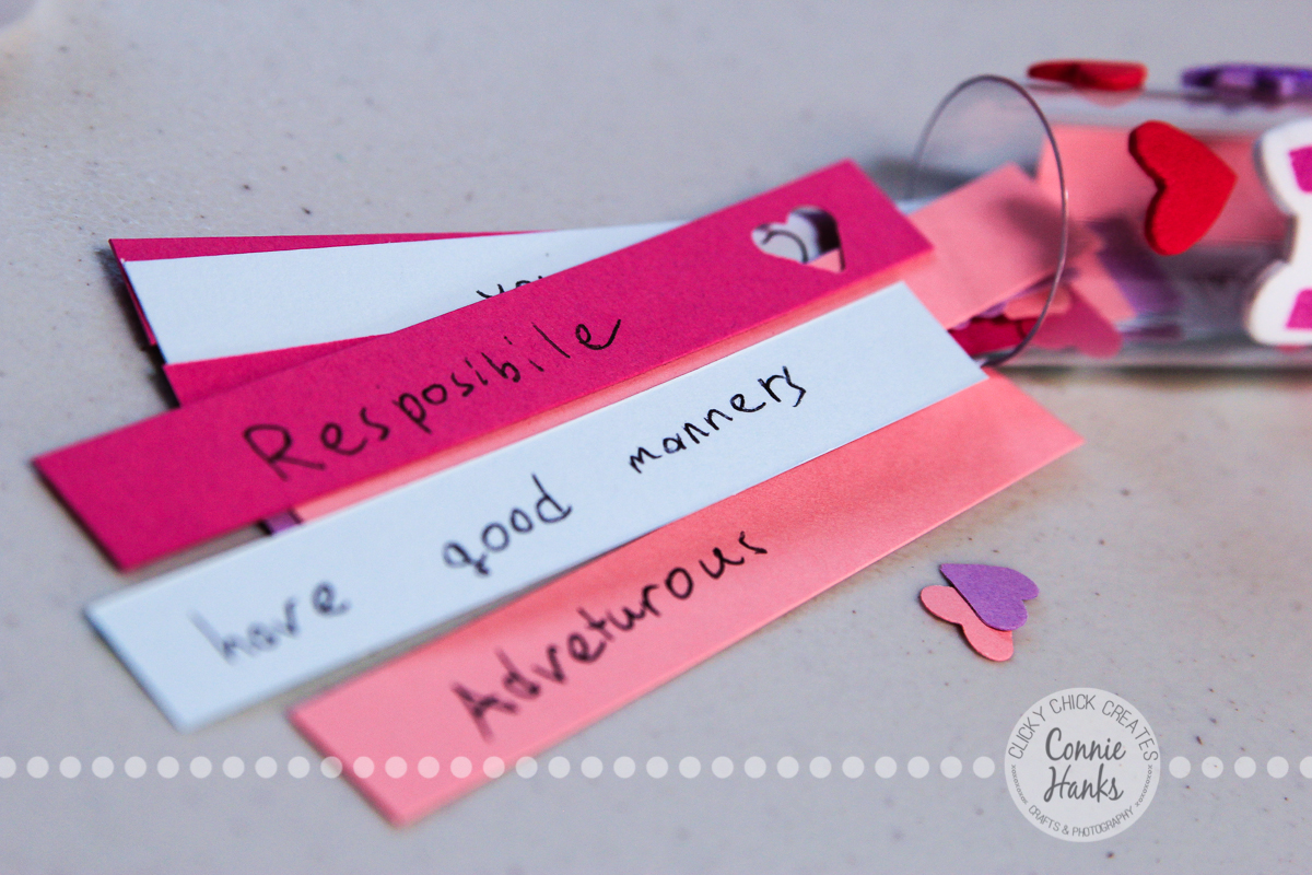 Connie Hanks Photography // ClickyChickCreates.com // Valentine's Day craft for kids, love, tube, stickers, self esteem, positive, Daisy, troop