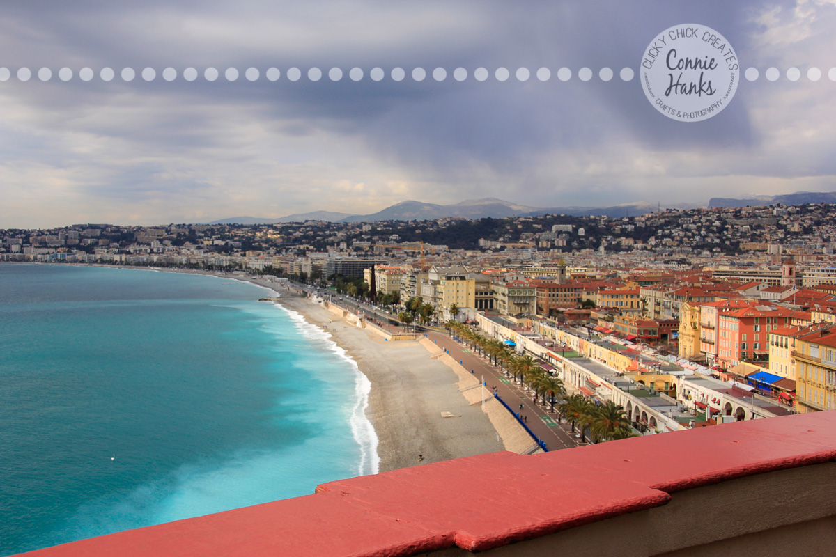 Connie Hanks Photography // ClickyChickCreates.com // view of Nice, France, Cote D'Azur, beach, ocean, city, village,