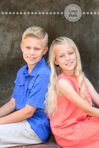 Connie Hanks Photography // ClickyChickCreates.com // Siblings, photos, pre-tween, Balboa Park, spring, peach, blue