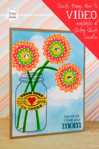 ClickyChickCreates.com // Mother's Day card using Hero Arts stencil / mask, Tim Holtz distress ink in Broken China, punches, embossing, stamping and more!
