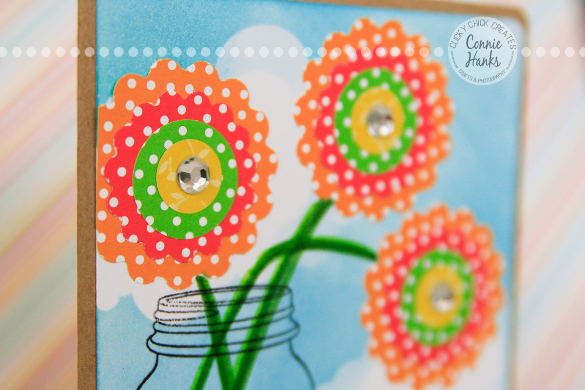 ClickyChickCreates.com // Mother's Day card using Hero Arts stencil / mask, Tim Holtz distress ink in Broken China, punches, embossing, stamping and more!