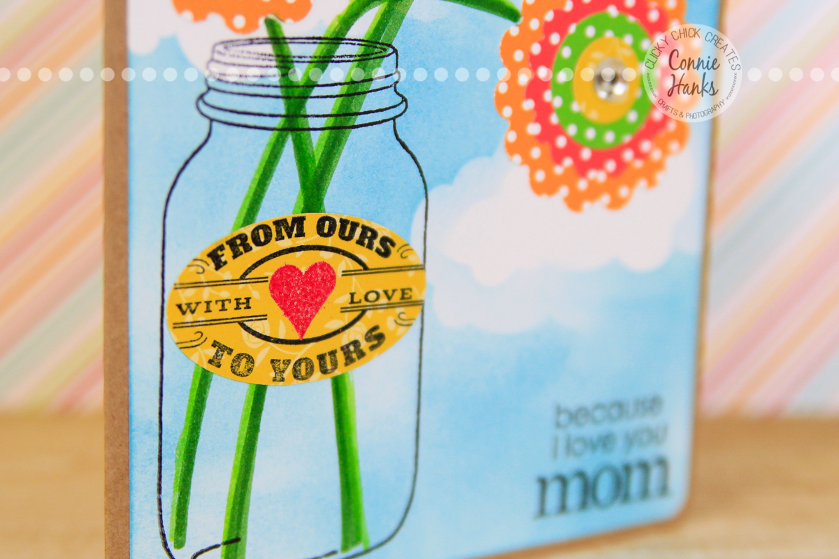 ClickyChickCreates.com // Mother's Day card using Hero Arts stencil / mask, Tim Holtz distress ink in Broken China, punches, embossing, stamping and more!