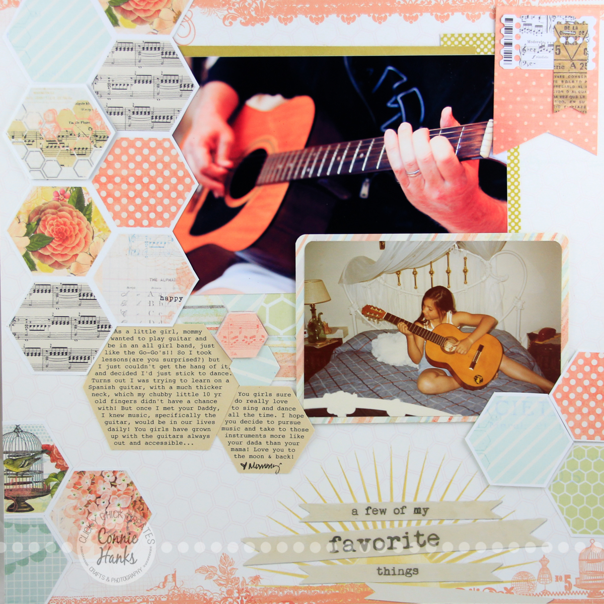 ClickyChickCreates.com // It's a Musical Life scrapbook layout using My Mind's Eye Follow Your Heart paper collection