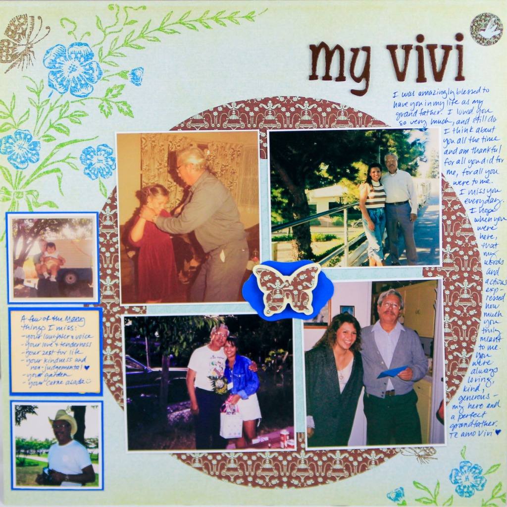 ClickyChickCreates.com // My Vivi grandfather layout featuring 6 photos throughout the years