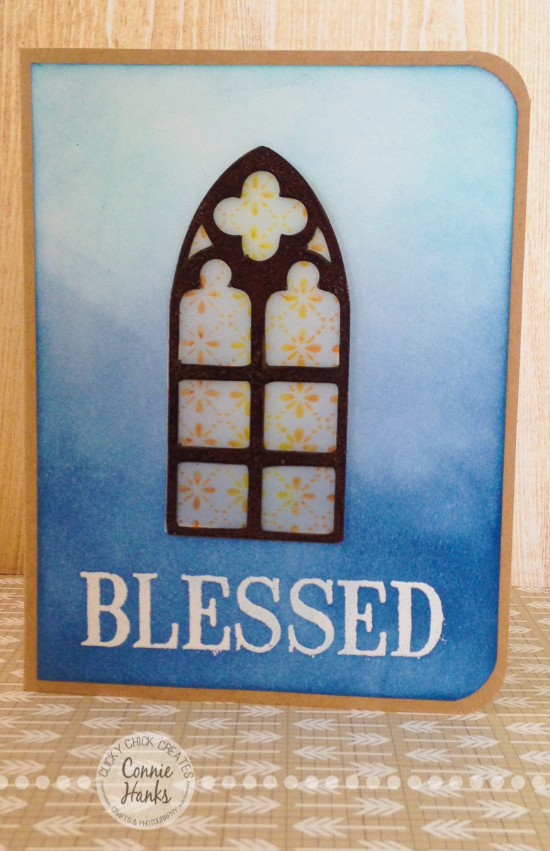 ClickyChickCreates.com // Blessed card with "stained glass" window