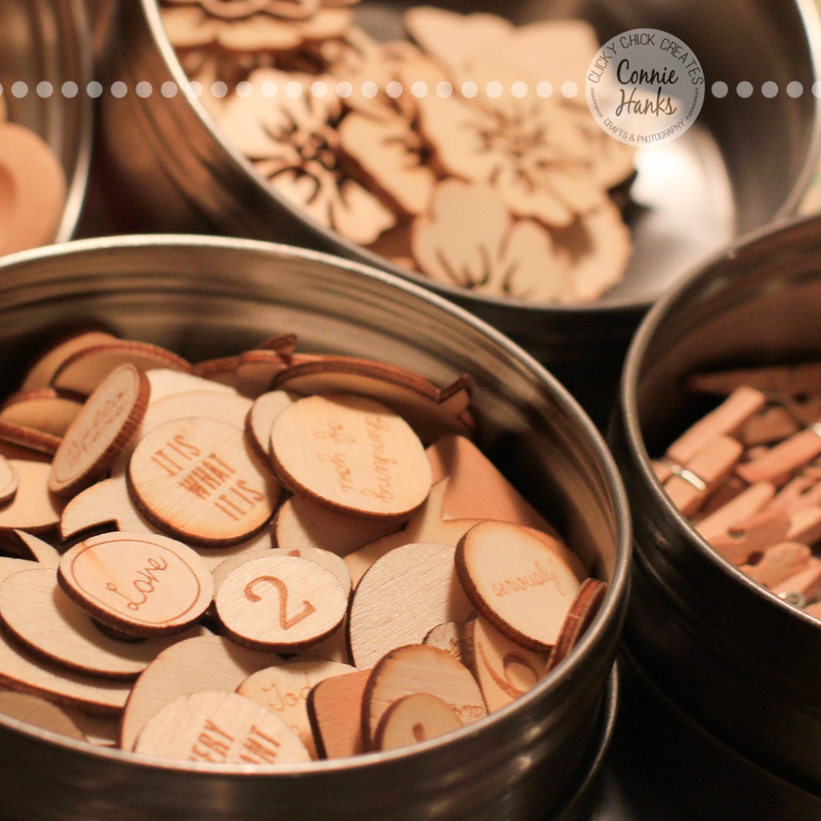 Connie Hanks Photography // ClickyChickCreates.com // spice containers holding crafty wood veneers