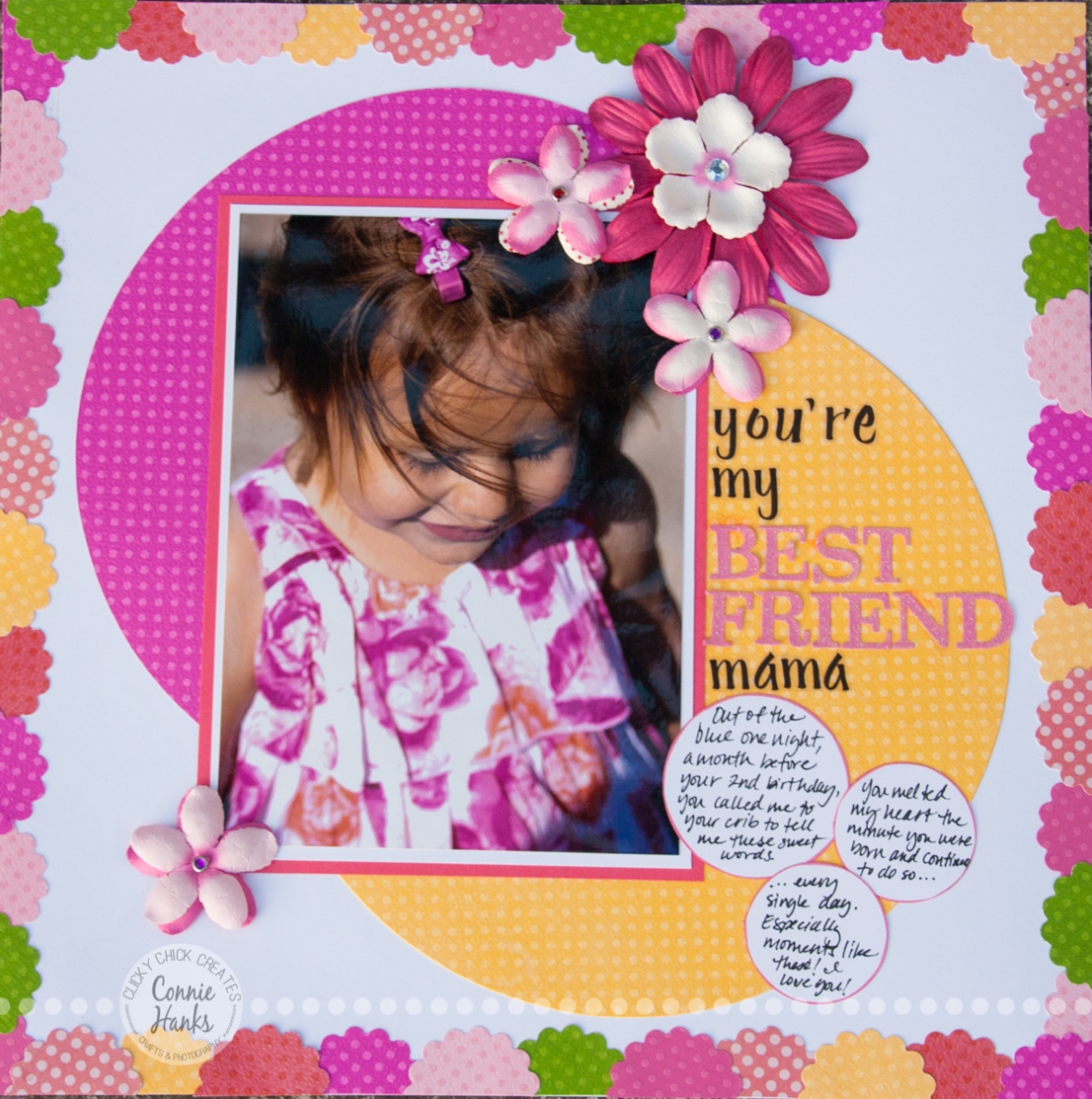 Connie Hanks Photography // ClickyChickCreates.com // An afternoon at the park, hearing the sweetest words from my sweet baby - "You're my best friend, mama" scrapbook layout