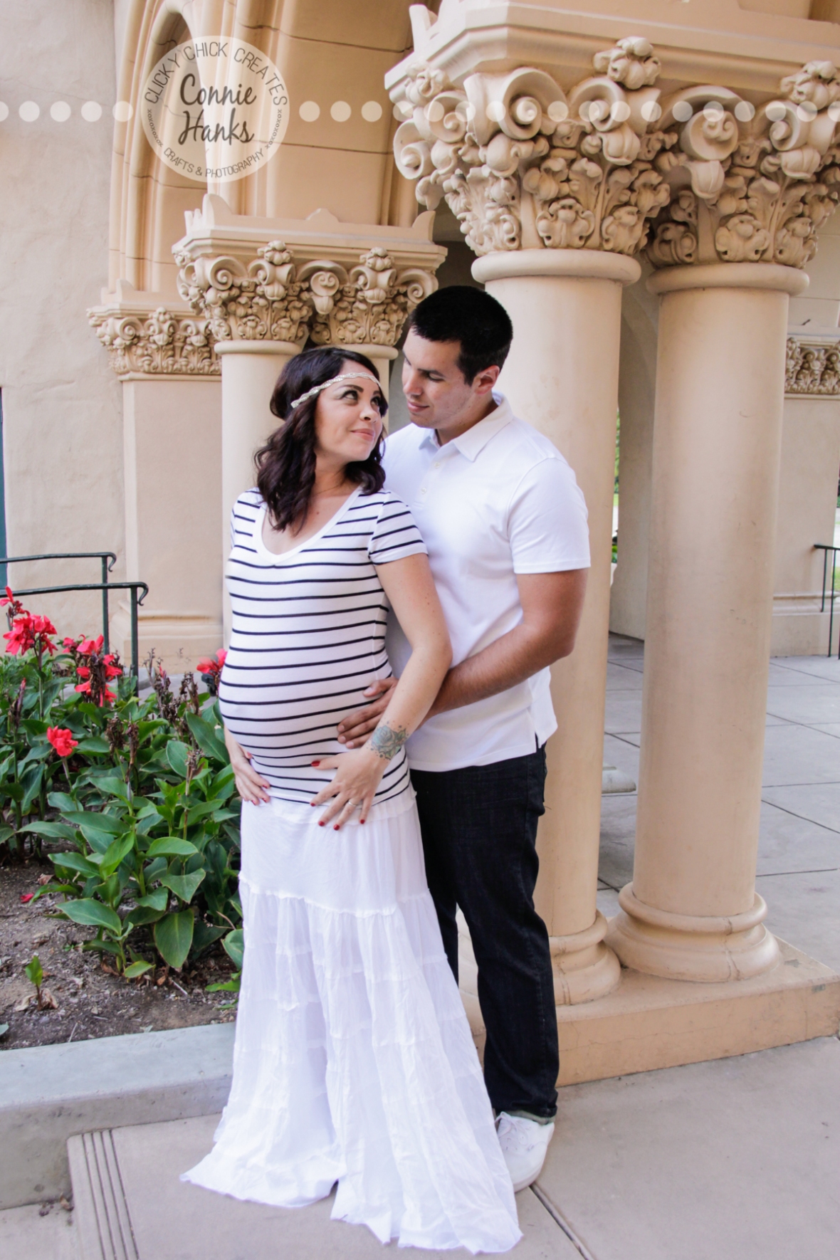 Connie Hanks Photography // ClickyChickCreates.com // Maternity session, baby bump, Balboa Park, family of three growing to four, pregnancy, big sister, baby, couple