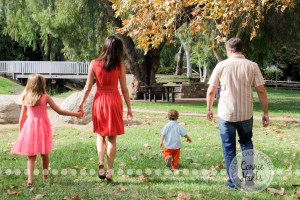 Connie Hanks Photography // ClickyChickCreates.com // Family Photography, Old Poway Park, rustic, park, train, tracks, grass, siblings, coordinated family, salmon, orange, pink, lovely