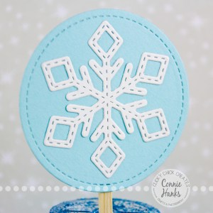 Connie Hanks Photography // ClickyChickCreates.com // Snowflake Cupcake Toppers, stitched snowflakes, variations, stamping, punches, die cut