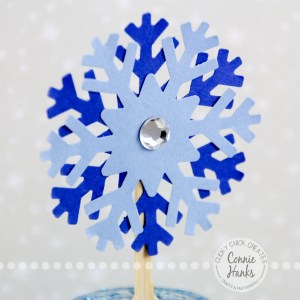Connie Hanks Photography // ClickyChickCreates.com // Snowflake Cupcake Toppers, stitched snowflakes, variations, stamping, punches, die cut