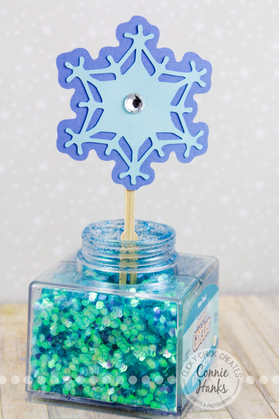 Connie Hanks Photography // ClickyChickCreates.com // Snowflake Cupcake Toppers, stitched snowflakes, variations, stamping, punches, die cut