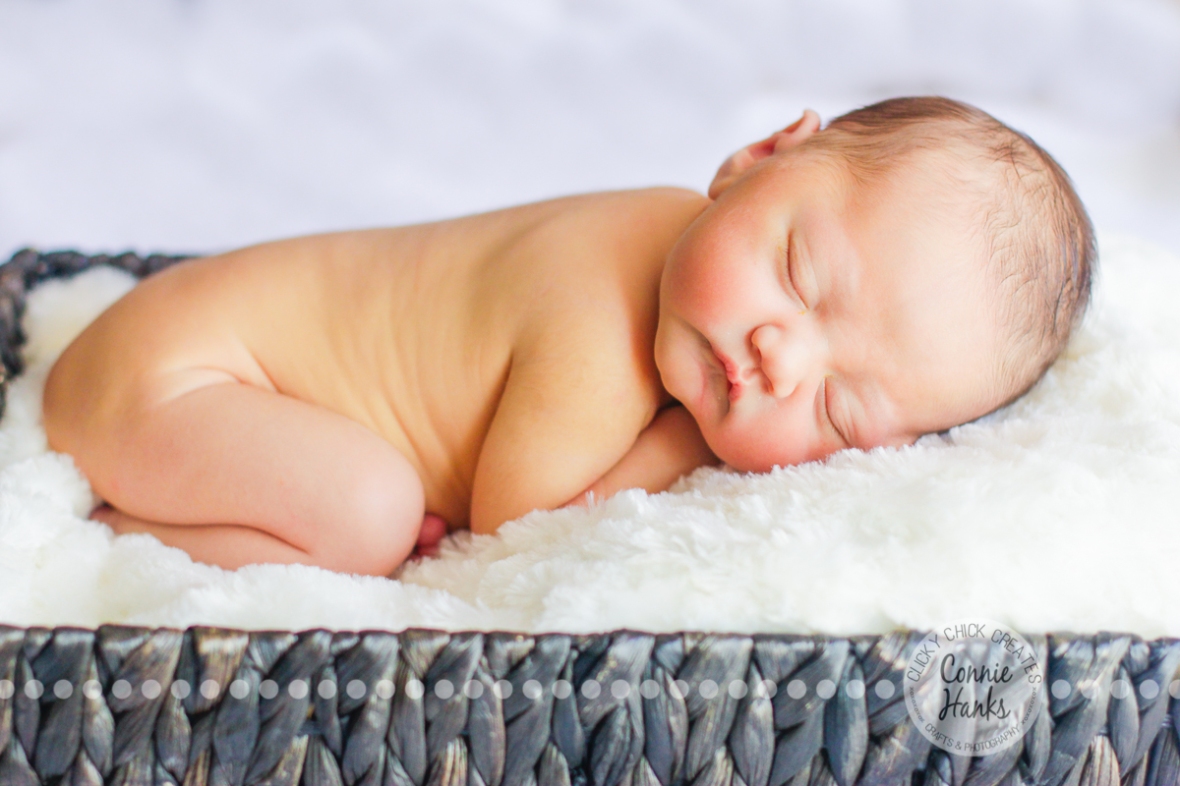 Connie Hanks Photography // ClickyChickCreates.com // sleeping baby in a basket, newborn photography, San Diego