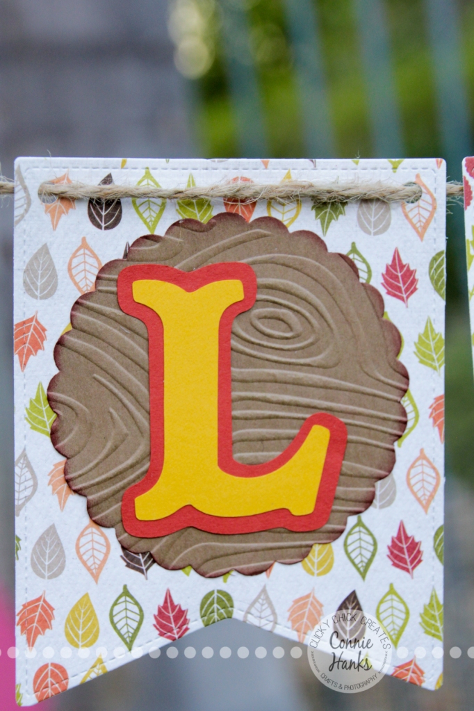 Connie Hanks Photography // ClickyChickCreates.com // blessings fall banner thanksgiving, carta bella, autumn, leaves, leaf, lawn fawn, wood, grain, embossed, stitched party banners