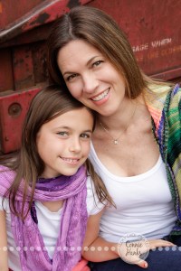 Connie Hanks Photography // ClickyChickCreates.com // Family Photography, mother, daughter, rustic, park, train tracks, train car, coordinated family, oranges, purples, colorful, lovely