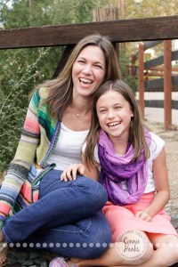 Connie Hanks Photography // ClickyChickCreates.com // Family Photography, mother, daughter, rustic, park, train tracks, train car, coordinated family, oranges, purples, colorful, lovely