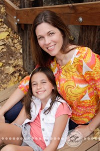 Connie Hanks Photography // ClickyChickCreates.com // Family Photography, mother, daughter, rustic, park, train tracks, train car, coordinated family, oranges, purples, colorful, lovely