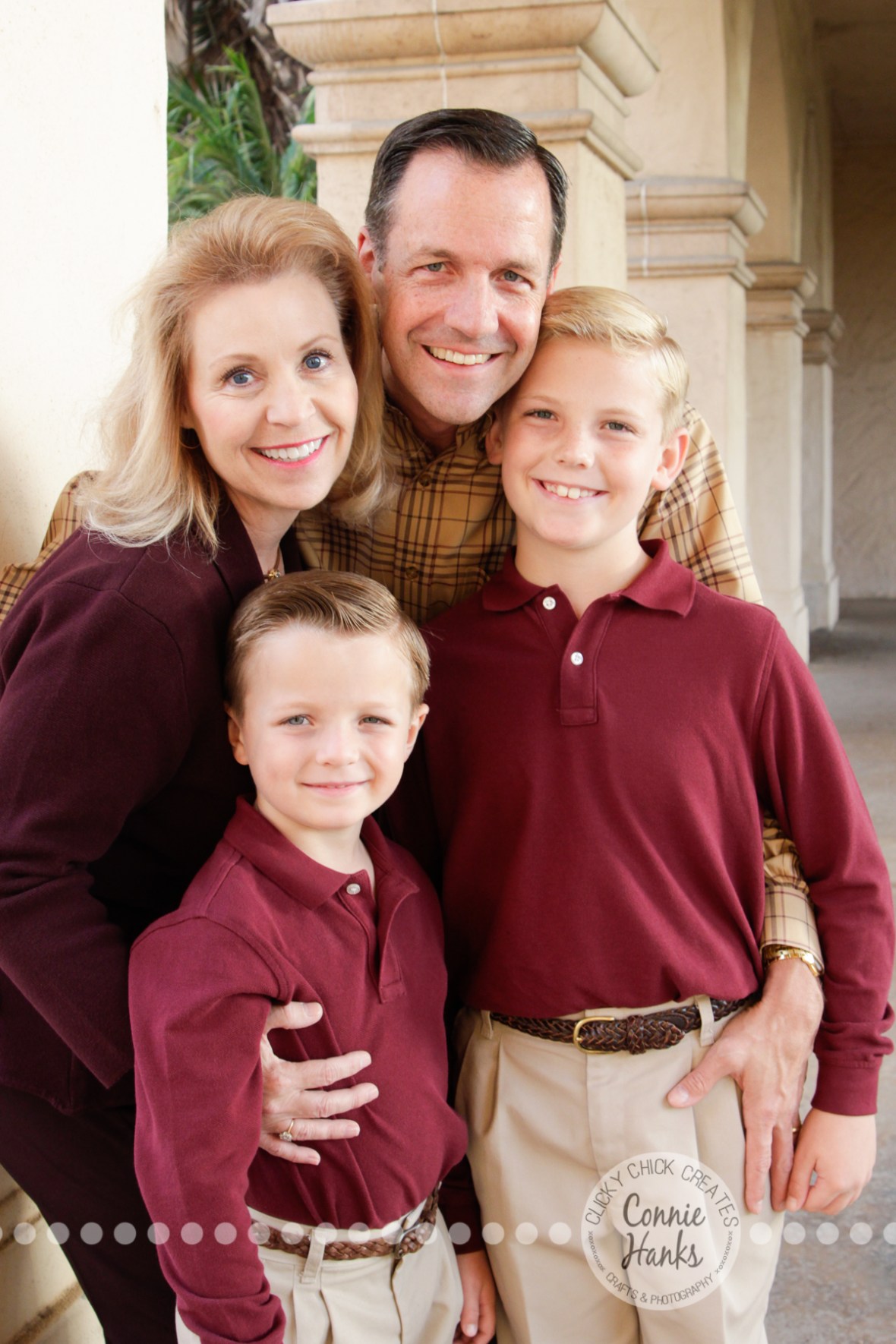 Connie Hanks Photography // ClickyChickCreates.com // Family of four, photo session, sons, parents, Balboa park, boys