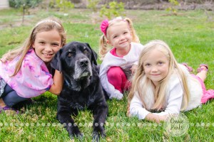 Connie Hanks Photography // ClickyChickCreates.com // Family photography, San Diego, daughters, sisters, dog, O Family, pink