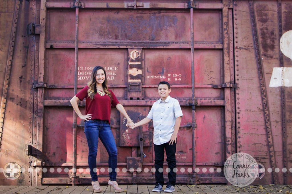 Connie Hanks Photography // ClickyChickCreates.com // Mother, son, Old Poway Park, poses, family, rustic, park,