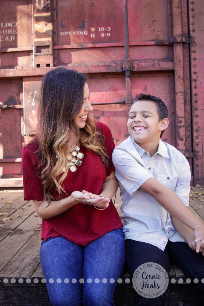 Connie Hanks Photography // ClickyChickCreates.com // Mother, son, Old Poway Park, poses, family, rustic, park,