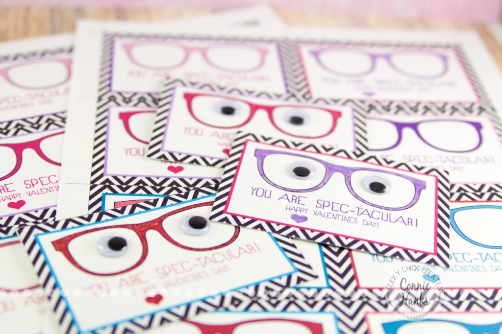 Connie Hanks Photography // ClickyChickCreates.com // You are SPEC-tacular Valentine's Day card printable PDF, Etsy, glasses, spectacular, googly eyes, chevron, spectacles, 