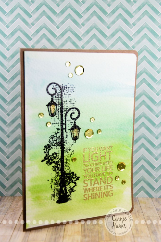 Connie Hanks Photography // ClickyChickCreates.com // watercolor card on Etsy, lamppost, light, shining, easy, simple, DIY