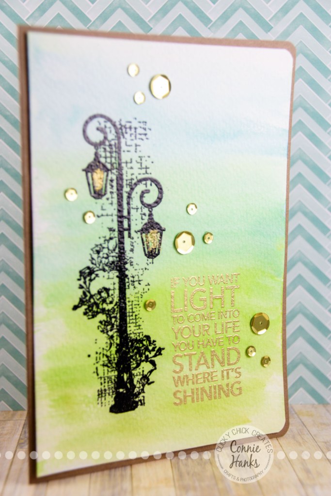 Connie Hanks Photography // ClickyChickCreates.com // watercolor card on Etsy, lamppost, light, shining, easy, simple, DIY