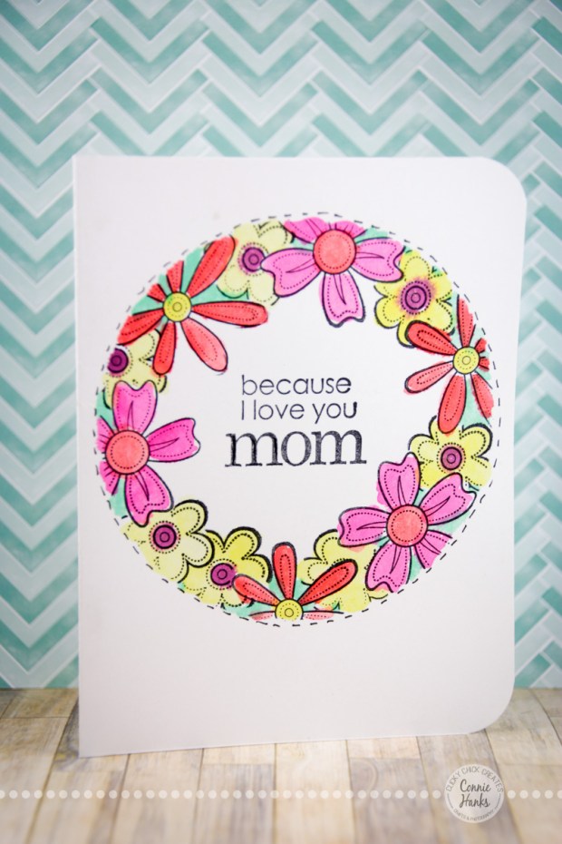 Connie Hanks Photography // ClickyChickCreates.com // One-Layer Mother's Day card, simple stamping and watercoloring