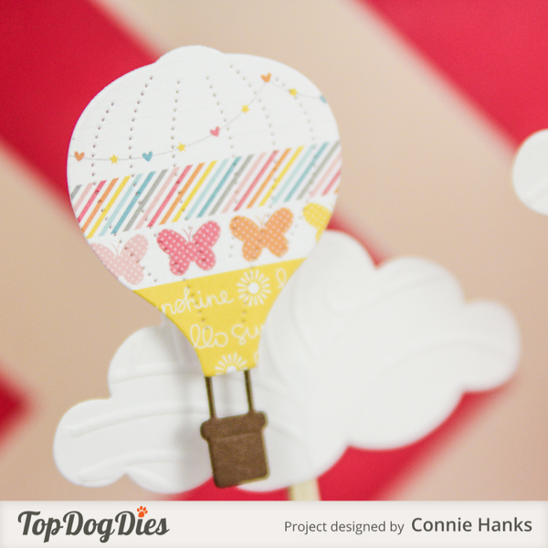 Connie Hanks Photography // ClickyChickCreates.com // handmade cupcake toppers using Top Dog Dies, hot air balloon theme