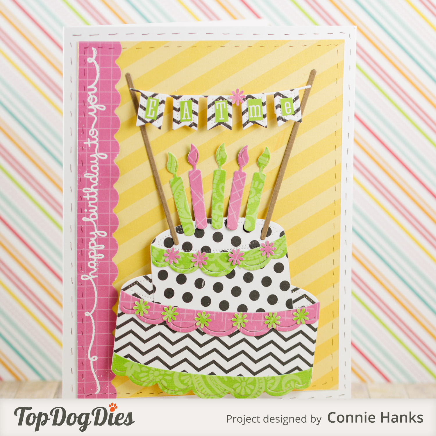 Connie Hanks Photography // ClickyChickCreates.com // Cake birthday card using Top Dog Dies, Alice in Wonderland birthday cake card