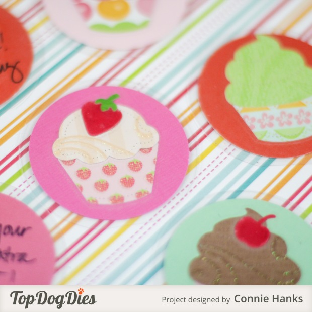 Connie Hanks Photography // ClickyChickCreates.com // Cupcake love notes using Top Dog Dies, perfect lunch box love notes!